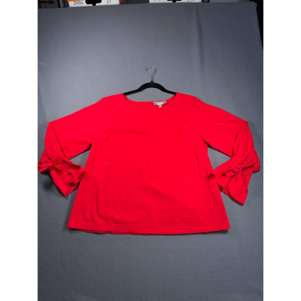 Marled Reunited Red Top Womens L Bell Sleeve Boho Blouse 21x22.5